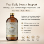 Sky Premium Life - Liquid Marine Collagen 8000mg - High Strength Hydrolyzed Type 1 Peptides with Hyaluronic Acid, Biotin, Vitamin C, Zinc & Copper - Strawberry Flavour – Skin, Hair, Joints & Nails Support - 480ml - Image 2