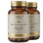 Sky Premium Life Biotin 1000mcg Vegan & Halal Capsules - Vitamin B7 Supplement for Hair & Skin - Pure Energy & Metabolism Support in Premium Amber Glass - 120 Daily Capsules