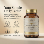 Sky Premium Life Biotin 1000mcg Vegan & Halal Capsules - Vitamin B7 Supplement for Hair & Skin - Pure Energy & Metabolism Support in Premium Amber Glass - 120 Daily Capsules - Image 2