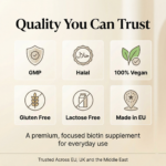 Sky Premium Life Biotin 1000mcg Vegan & Halal Capsules - Vitamin B7 Supplement for Hair & Skin - Pure Energy & Metabolism Support in Premium Amber Glass - 120 Daily Capsules - Image 6